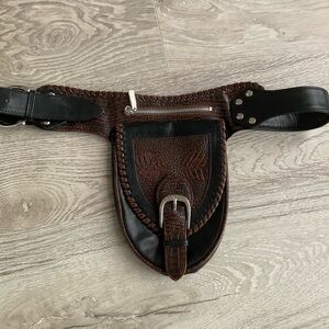 Western leather belt bag